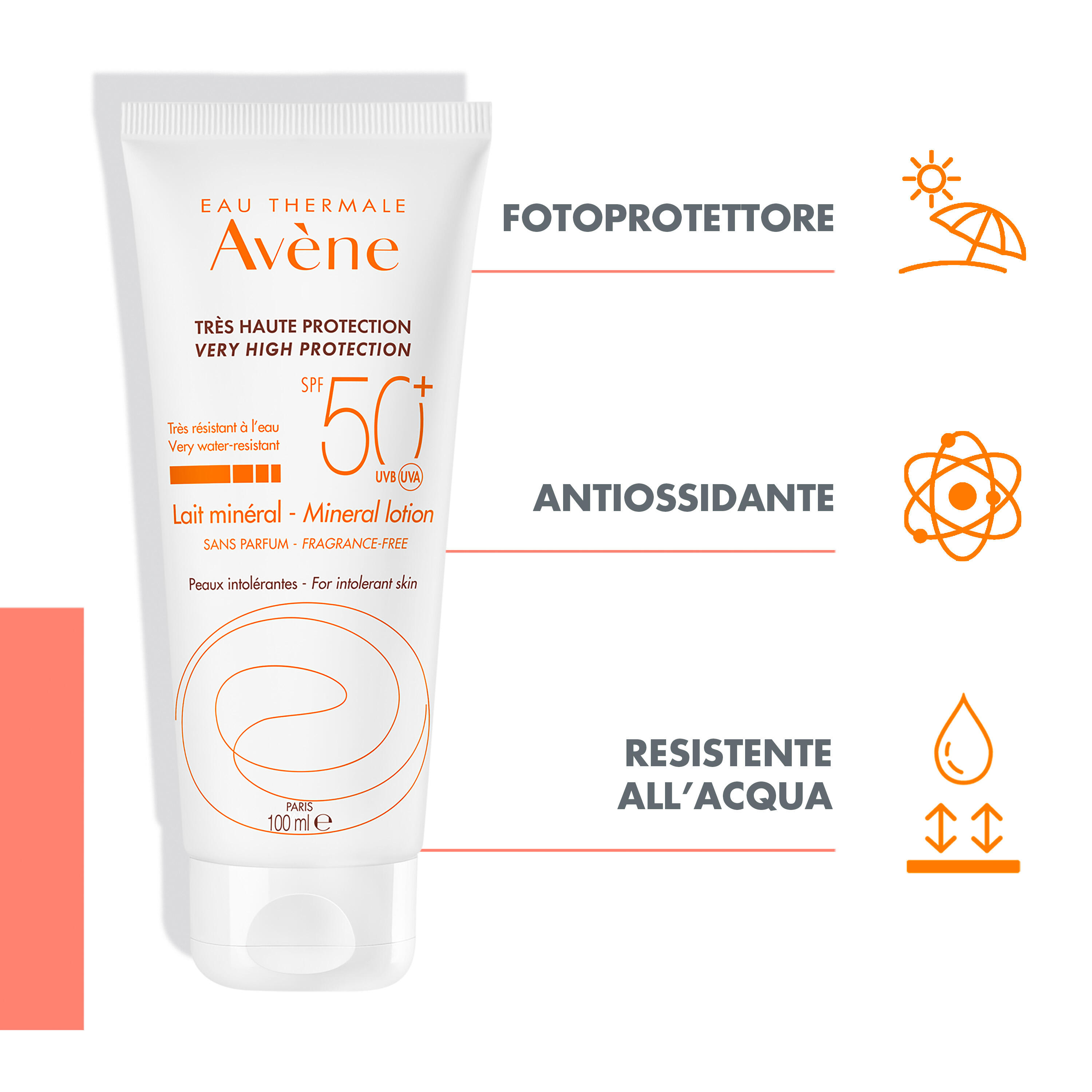 Avène Latte Solare Schermo Minerale SPF 50+ 100mL