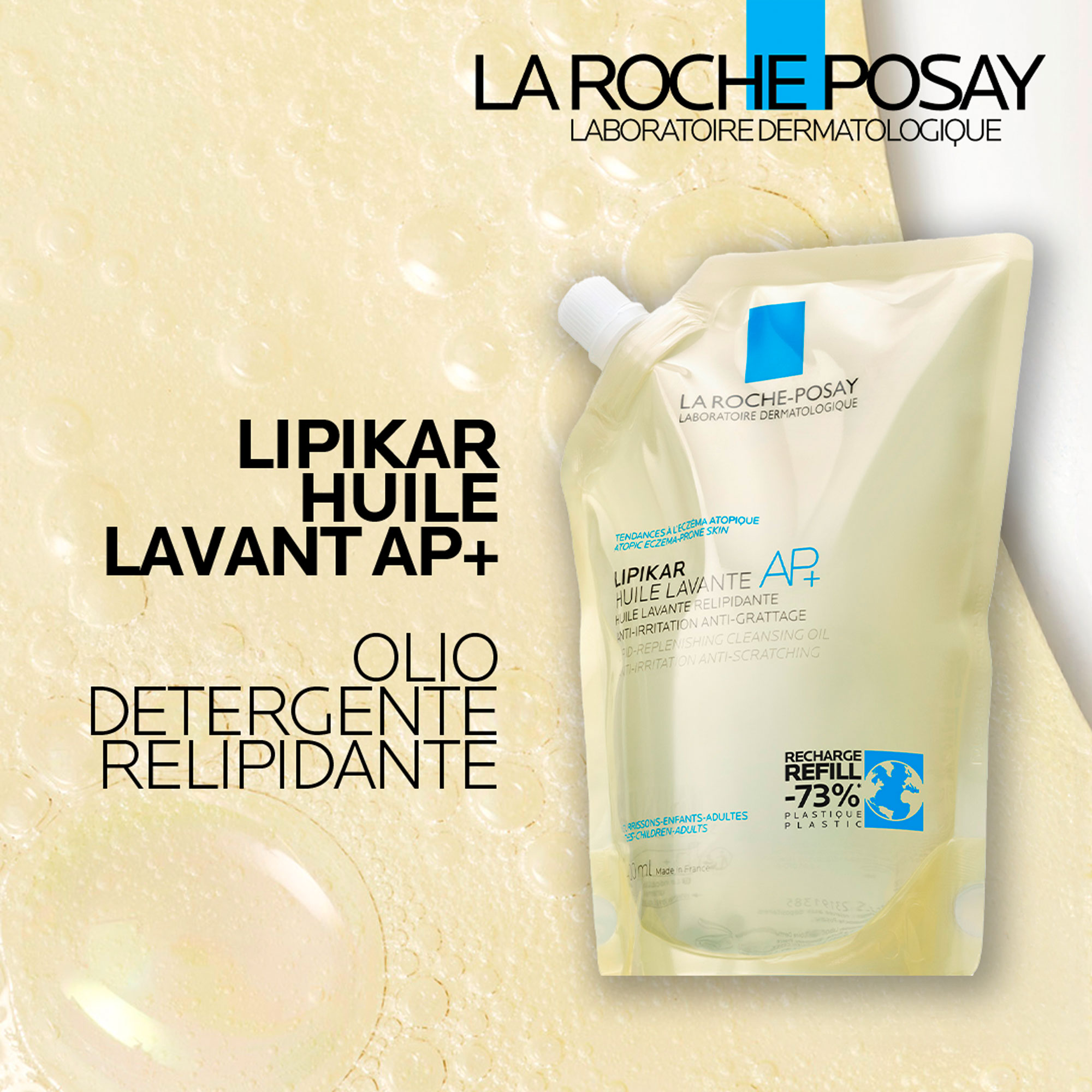 La Roche-Posay Lipikar AP+ - Olio Detergente Anti-Arrossamento E Anti-Prurito Ricarica 400 ml 