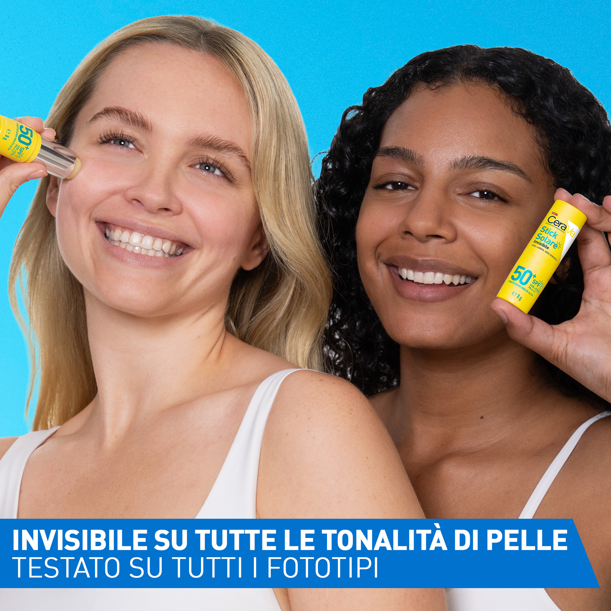 CeraVe Stick Solare Invisibile - Protezione Solare SPF50+ Viso, Labbra E Zone Sensibili 8 g