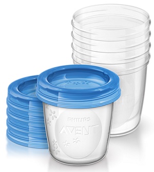 Avent Vasetti Conservalatte Con Coperchio 180 ml 5 Pezzi