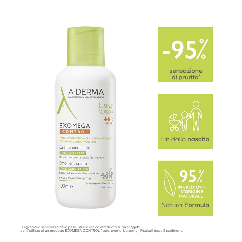 A-DERMA EXOMEGA CONTROL Crema Emolliente Anti Grattage 400mL A-DERMA EXOMEGA CONTROL Crema Emolliente Anti Grattage 400mL