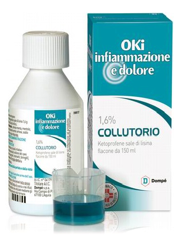 Oki Gola Infiammazione e Dolore - Collutorio con 1,6% di Ketoprofene - 150 ml Oki Gola Infiammazione e Dolore - Collutorio con 1,6% di Ketoprofene - 150 ml