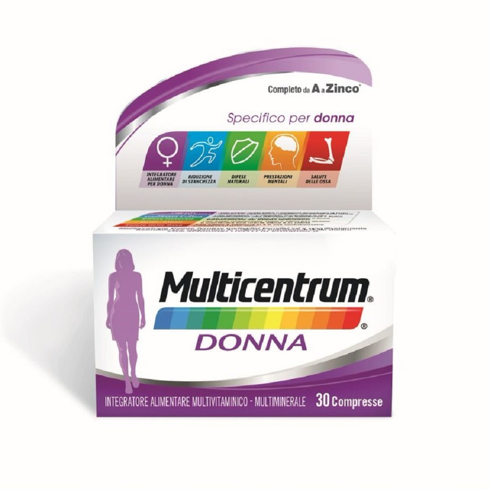 Multicentrum Donna Integratore Alimentare Multivitaminico Vitamina D Calcio Ferro Acido Folico 30Cpr Multicentrum Donna Integratore Alimentare Multivitaminico Vitamina D Calcio Ferro Acido Folico 30Cpr