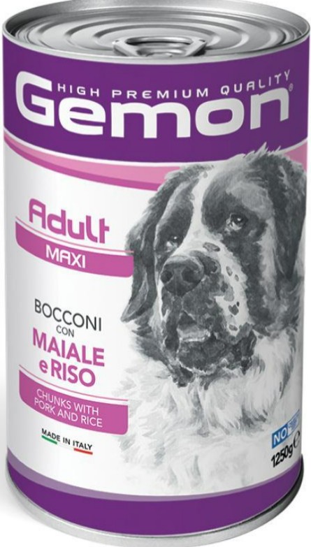 GEMON CANE BOCCONI MAXI ADULT MAIALE RISO 1,25KG (lattina)