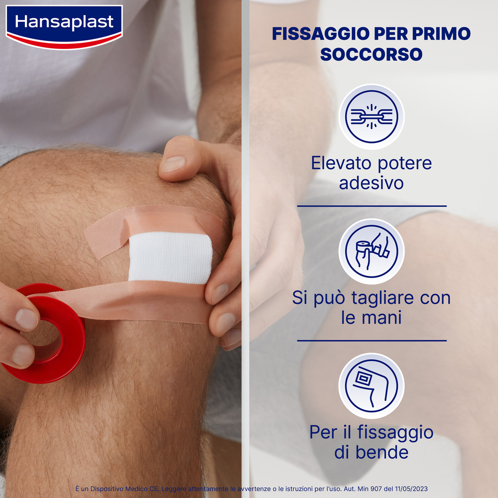 Hansaplast Classic Cerotto Rocchetto, Cerotto rotolo per fissare bende e compresse, 5 m x 2.5 cm