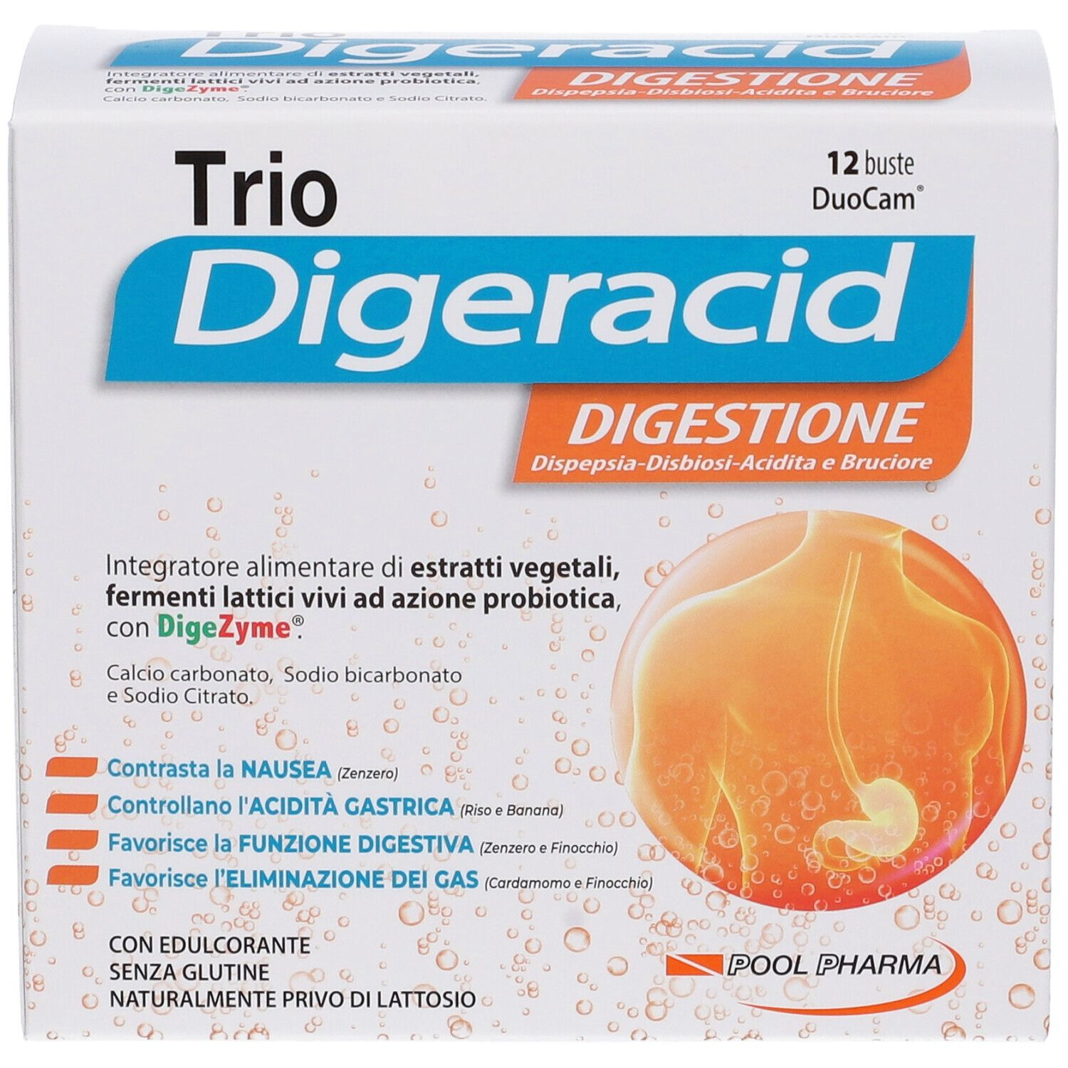 Trio Digeracid Integratore Bruciore e Acidità 12 Bustine