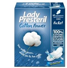 Lady Presteril Cotton Power Pocket Assorbenti notte con ali in cotone 10 pezzi