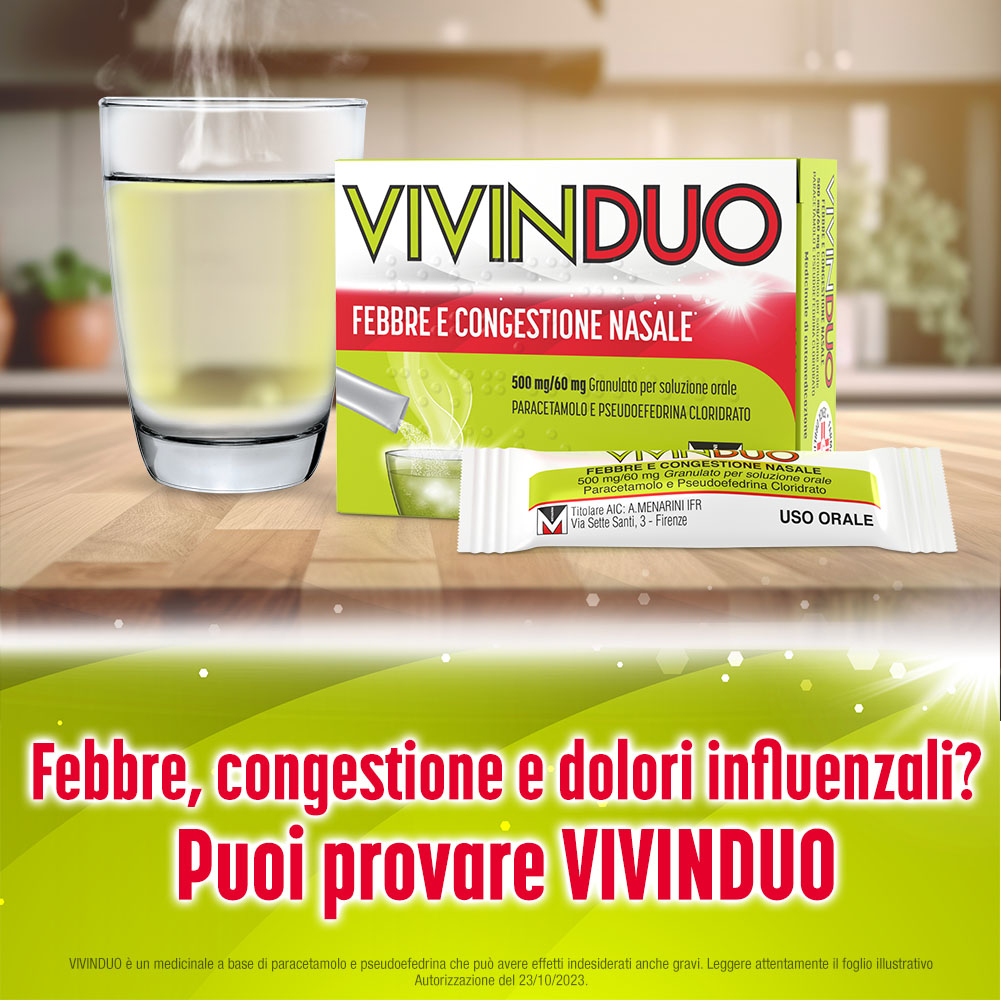 VivinDuo Febbre e Congestione Nasale 500 mg/60 mg 10 Bustine