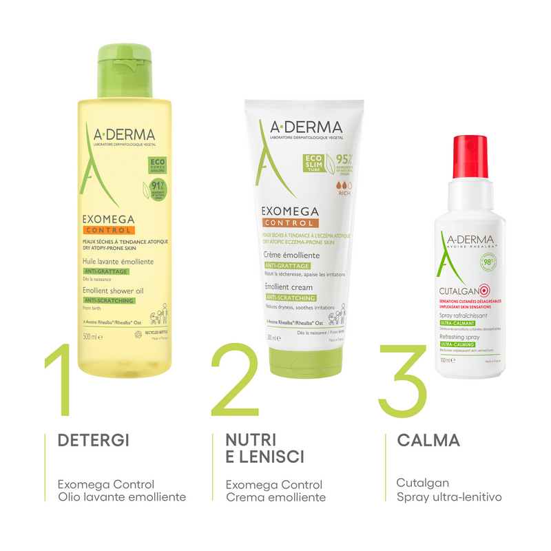 A-Derma Exomega Control Crema emolliente anti-grattage, Lenisce la secchezza, gli arrossamenti e riduce le sensazioni di prurito, Pelle secca a tendenza atopica, 200ml