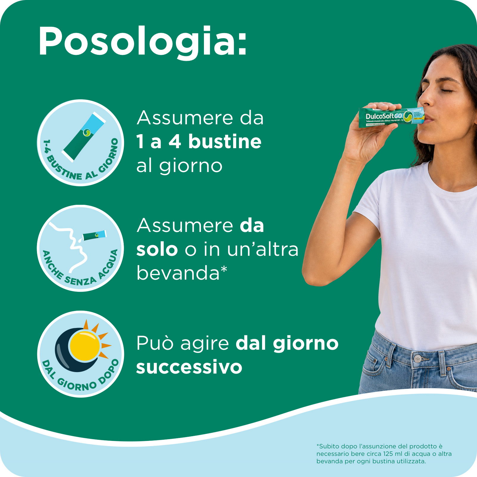 DulcoSoft Go Soluzione Orale 20 Stick Gusto Limone - Lassativo Delicato Con Macrogol 4000 In Caso Di Stitichezza