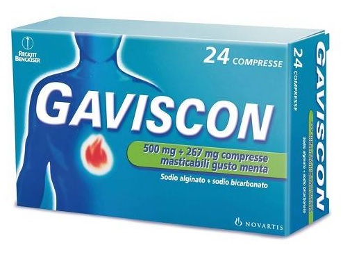 GAVISCON 24 CPR MENTA - 500MG + 267MG contro bruciore e acidità di stomaco e sintomi del reflusso gastroesofageo GAVISCON 24 CPR MENTA - 500MG + 267MG contro bruciore e acidità di stomaco e sintomi del reflusso gastroesofageo