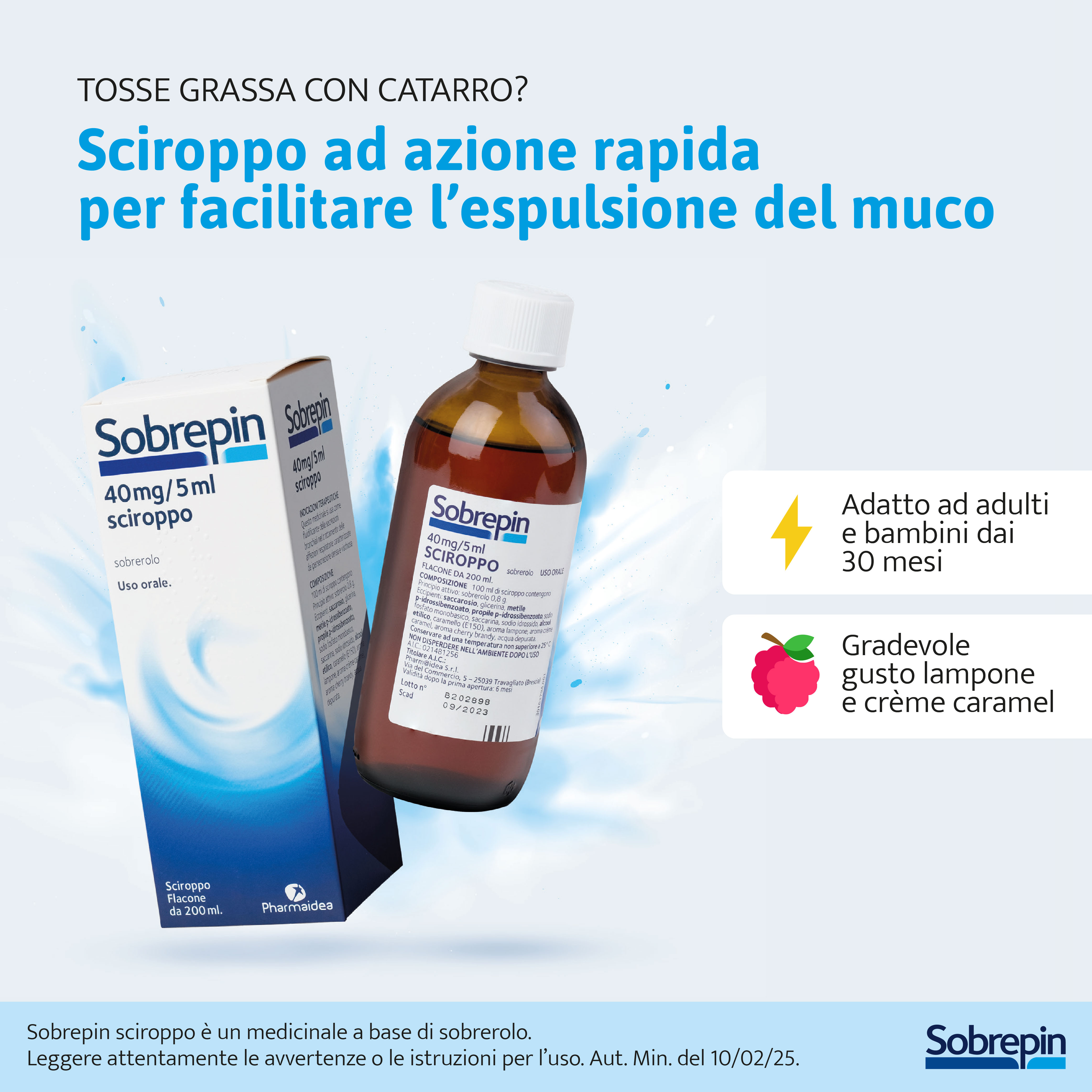 SOBREPIN MUCOLITICO TOSSE GRASSA SCIROPPO 200ML 0,8% 