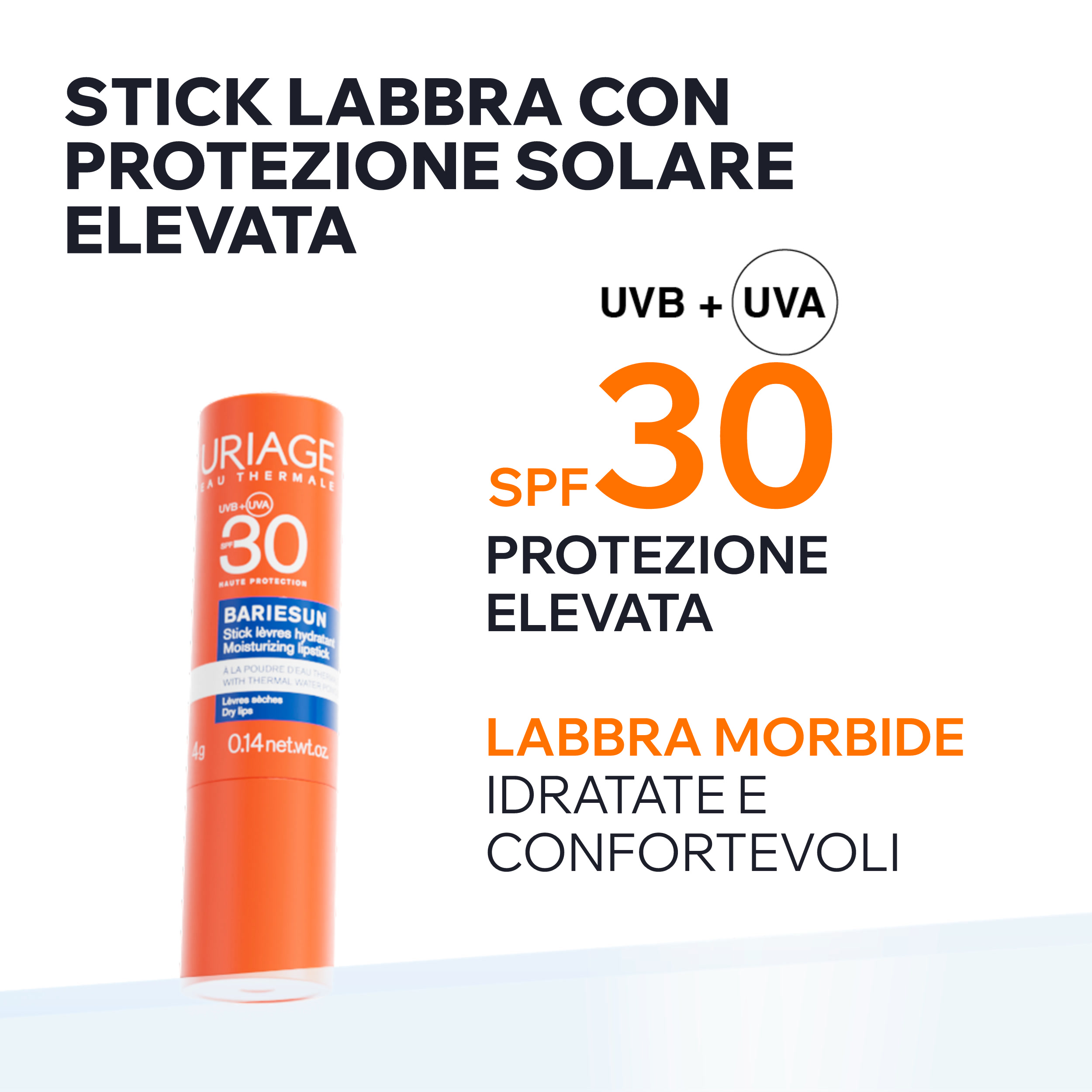 Uriage - Bariésun Stick Solare Idratante SPF30 Viso E Labbra 4 g