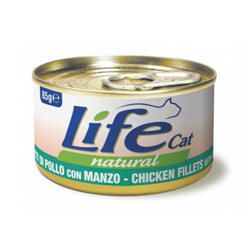 LIFEPETCARE LIFE GATTO NATURAL FILETTI POLLO MANZO 85GR (lattina)