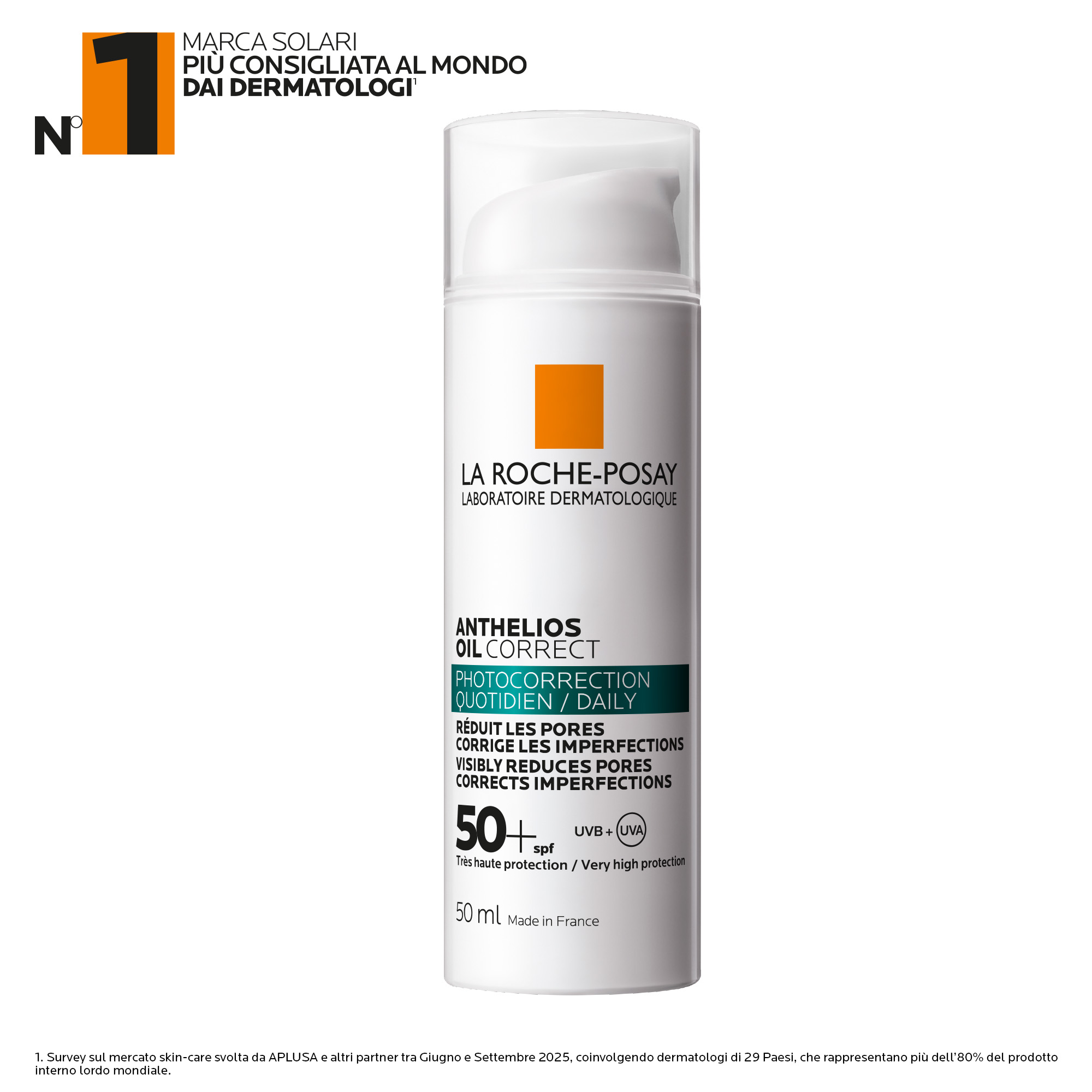La Roche-Posay Anthelios Oil Correct Crema Solare Trattamento Foto-Correttivo Quotidiano 50+SPF 50 ml