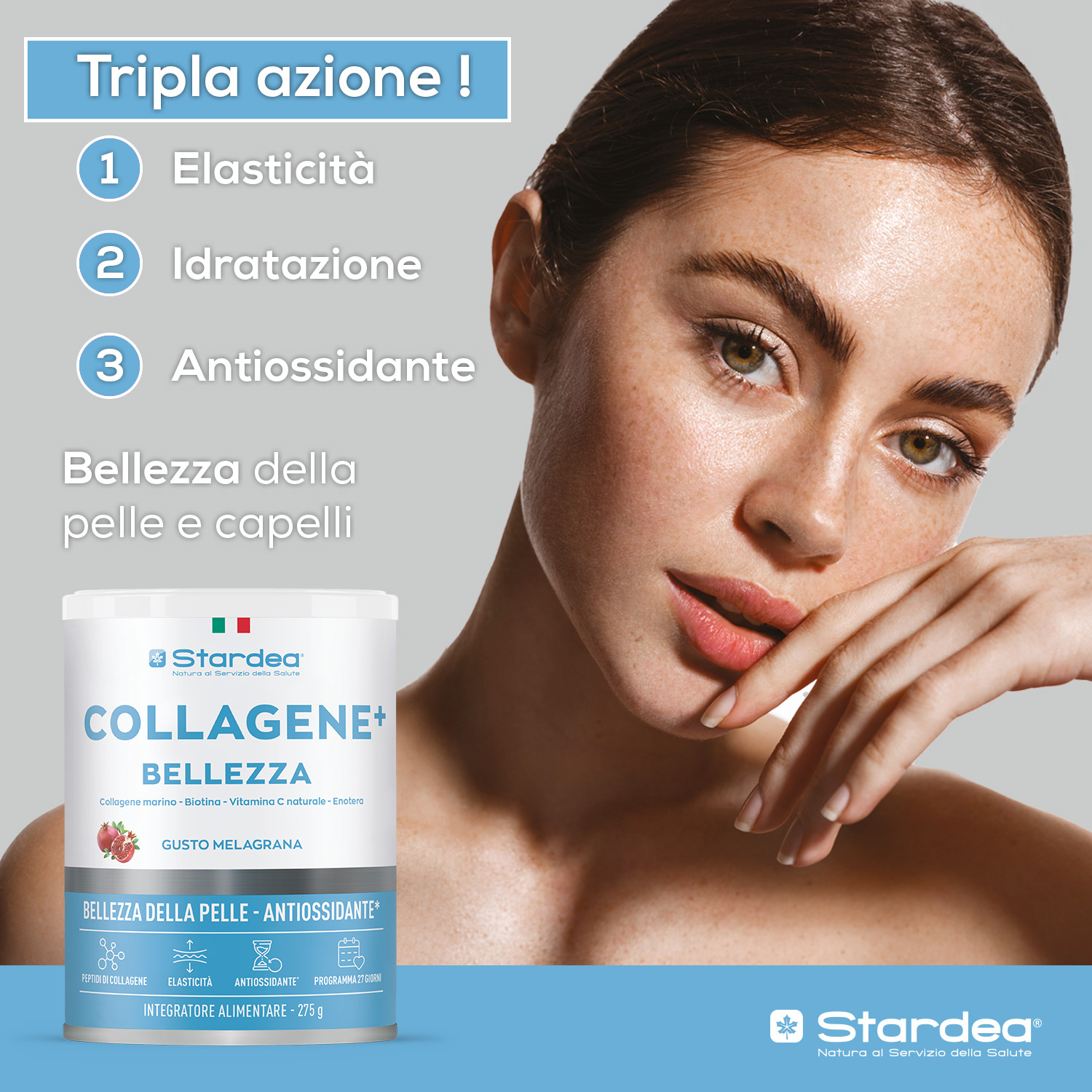 STARDEA COLLAGENE + BELLEZZA POLVERE - INTEGRATORE ALIMENTARE A BASE DI Collagene marino e Acido ialuronico per la BELLEZZA DELLA PELLE - POLVERE 275 GR. STARDEA COLLAGENE + BELLEZZA POLVERE - INTEGRATORE ALIMENTARE A BASE DI Collagene marino e Acido ialuronico per la BELLEZZA DELLA PELLE - POLVERE 275 GR.