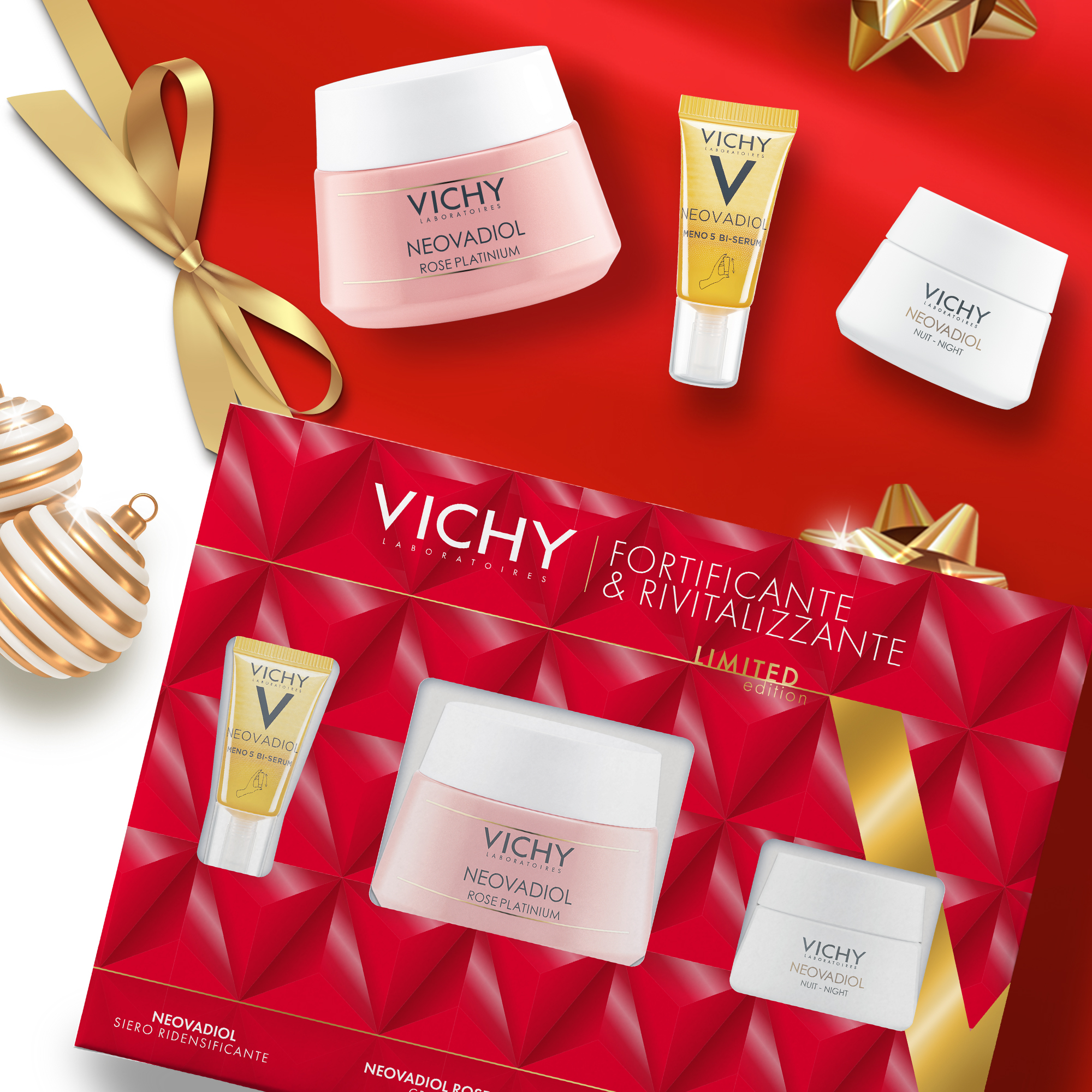 Vichy Cofanetto Regalo per Pelle Matura Fortificante & Rivitalizzante con Neovadiol Meno 5 Bi-Siero 10 ml + Neovadiol Rose Platinium Crema Giorno 50 ml + Neovadiol Rose Platinium Crema Notte 15 ml Vichy Cofanetto Regalo per Pelle Matura Fortificante & Rivitalizzante con Neovadiol Meno 5 Bi-Siero 10 ml + Neovadiol Rose Platinium Crema Giorno 50 ml + Neovadiol Rose Platinium Crema Notte 15 ml