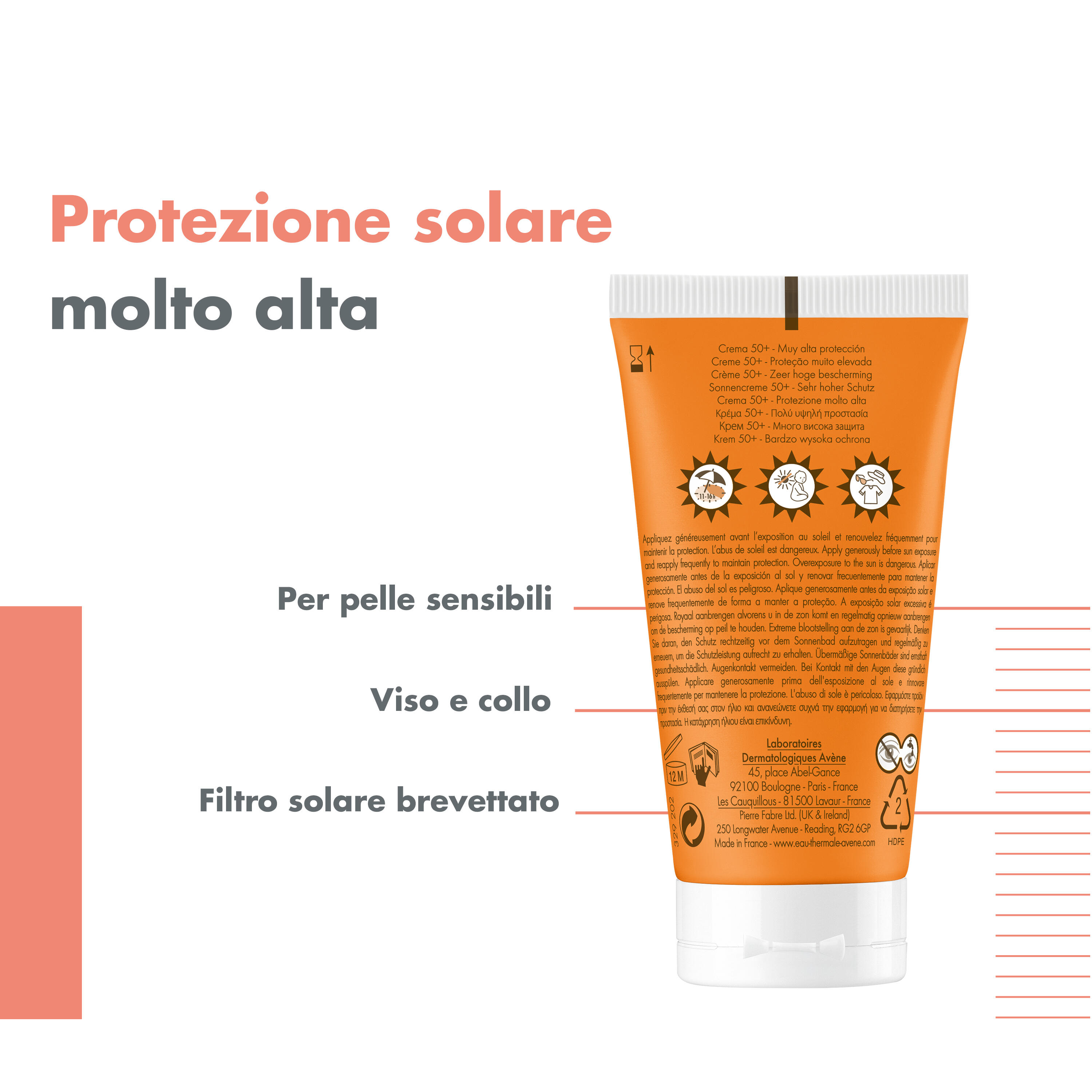 Avène - Crema SPF50+ Protezione Solare Molto Alta Viso 50 ml