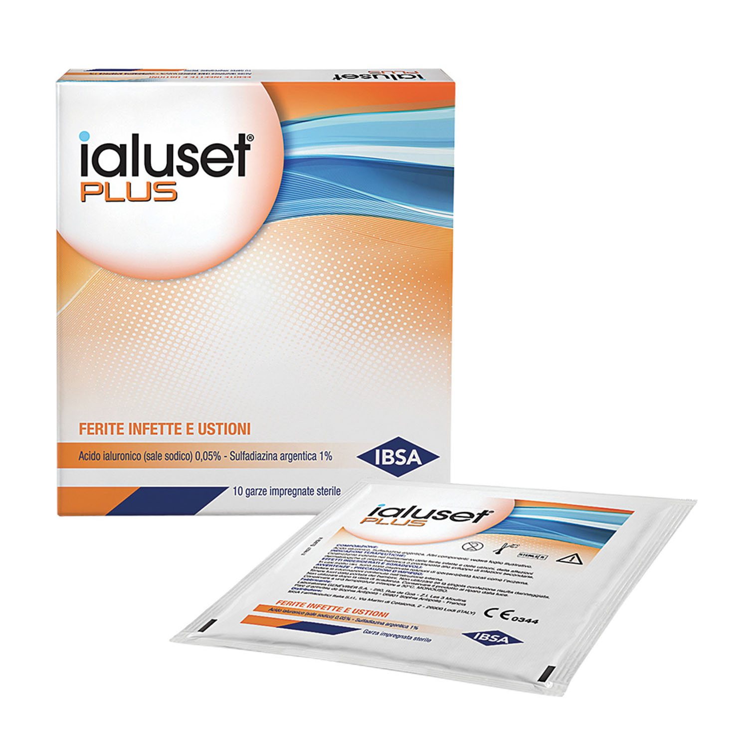 Ialuset Plus Garze per Ferite Infette e Ustioni 10x10 cm 10 Pezzi