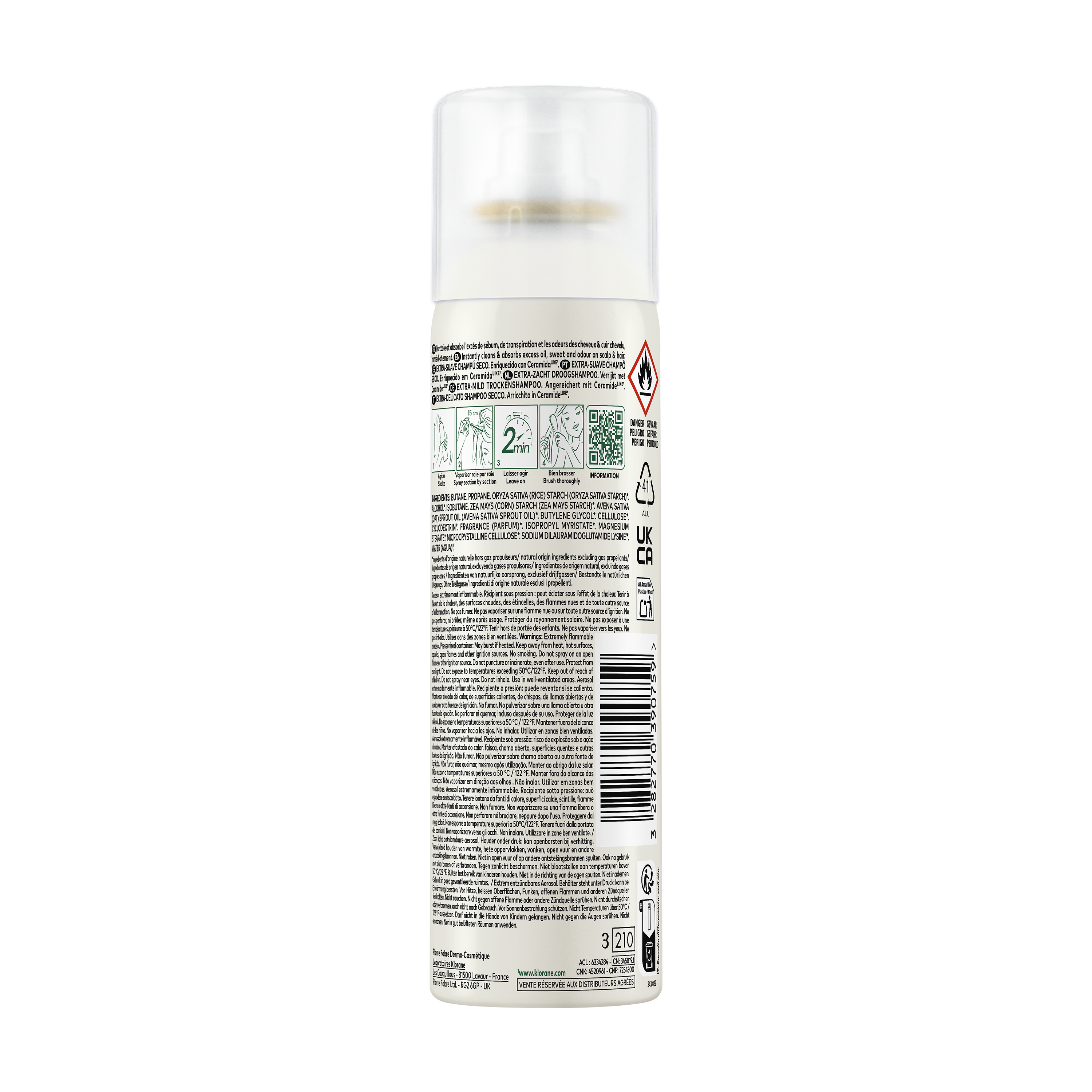 Klorane Shampoo Secco Extra-Delicato all'Avena & Ceramide - 150ml 