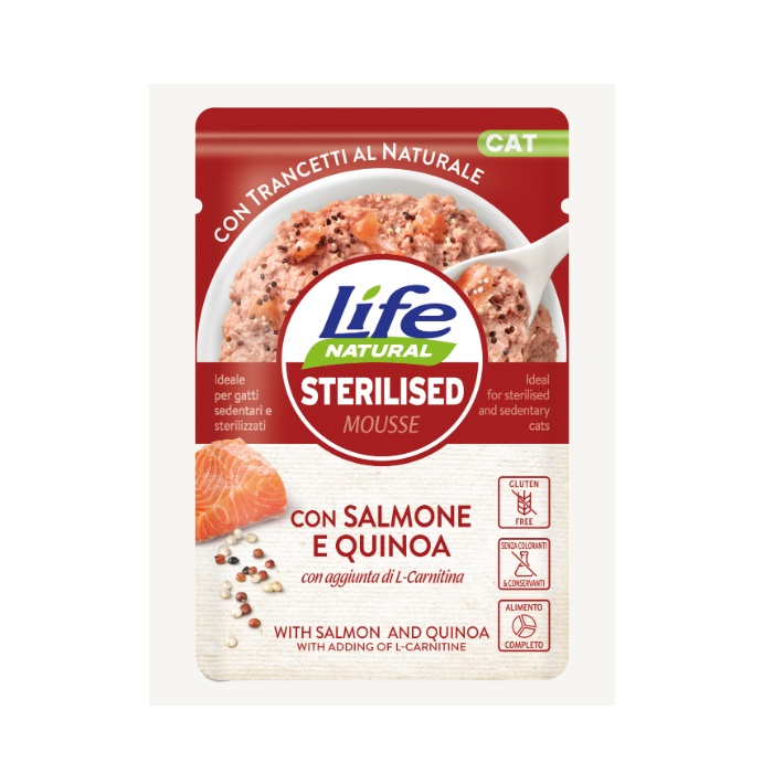 LIFEPETCARE LIFE GATTO STERILISED MOUSSE SALMONE QUINOA 70GR (bustina)