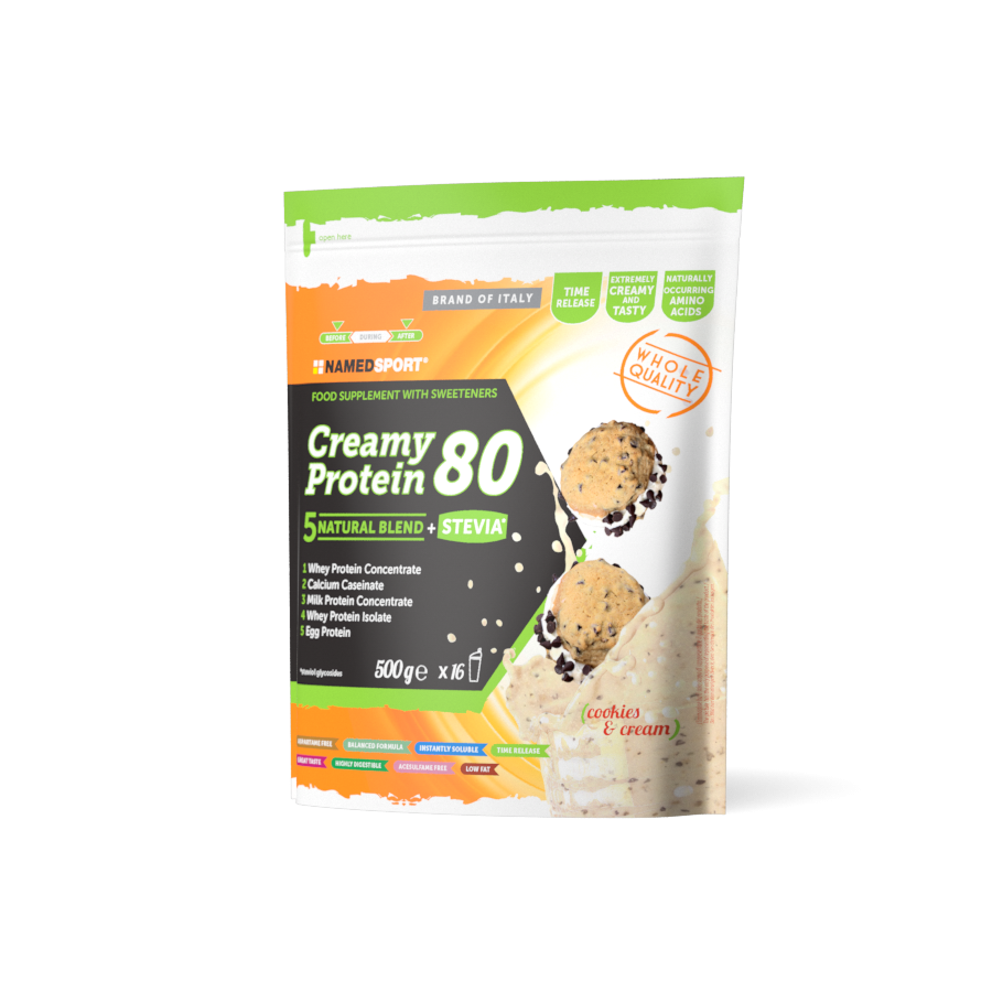 Named Sport - Creamy Protein 80 Cookies & Cream Polvere 500 g - Proteine Del Siero Del Latte