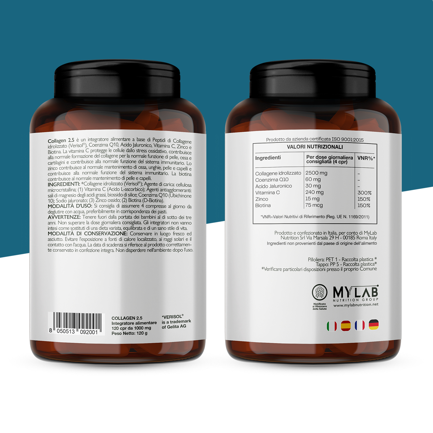 Nutracle Collagen 2,5 - Integratore Per Capelli, Pelle Ed Unghie 120 Compresse
