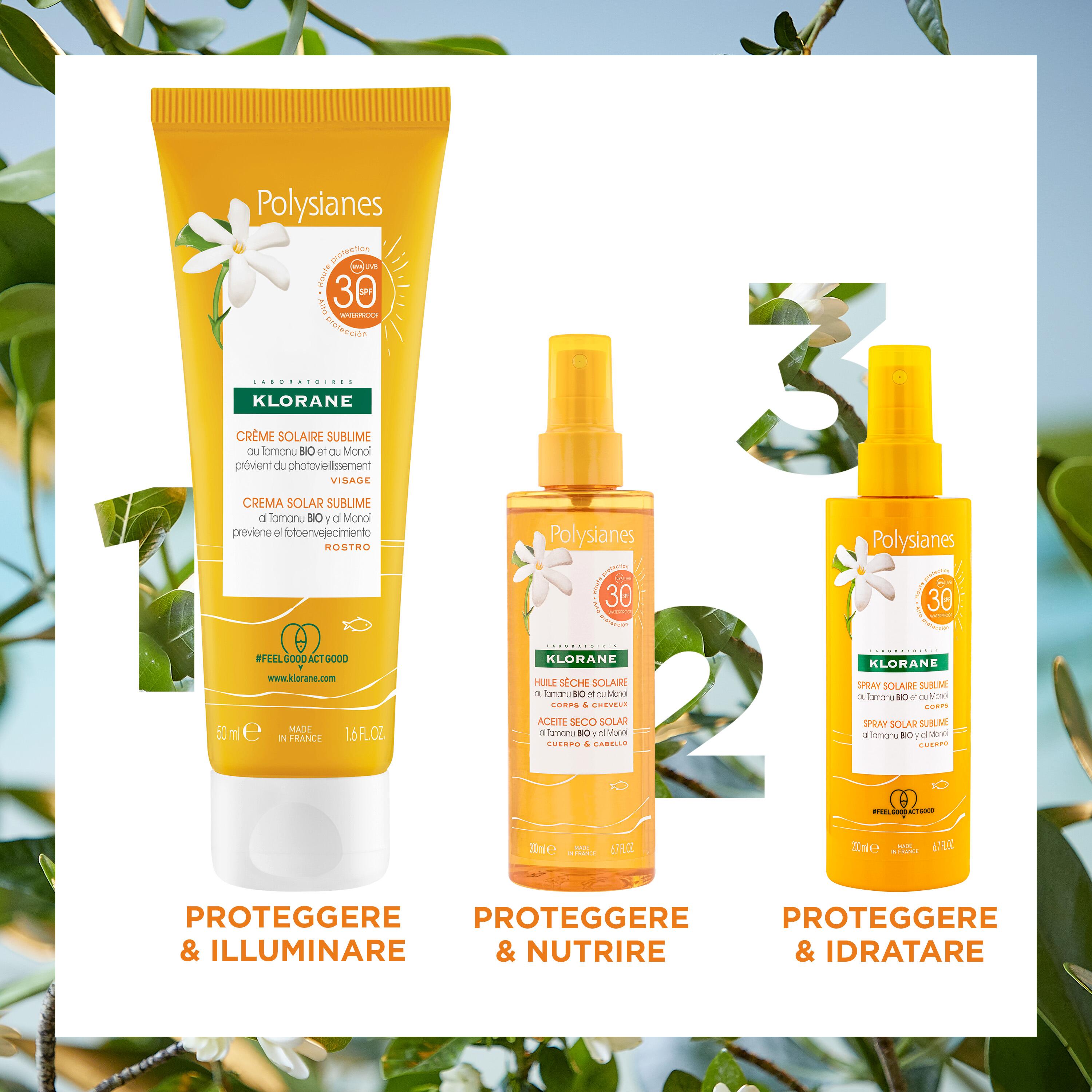 Klorane - Crema Solare Sublime SPF30 Al Tamanu Bio E Monoï Viso 50 ml