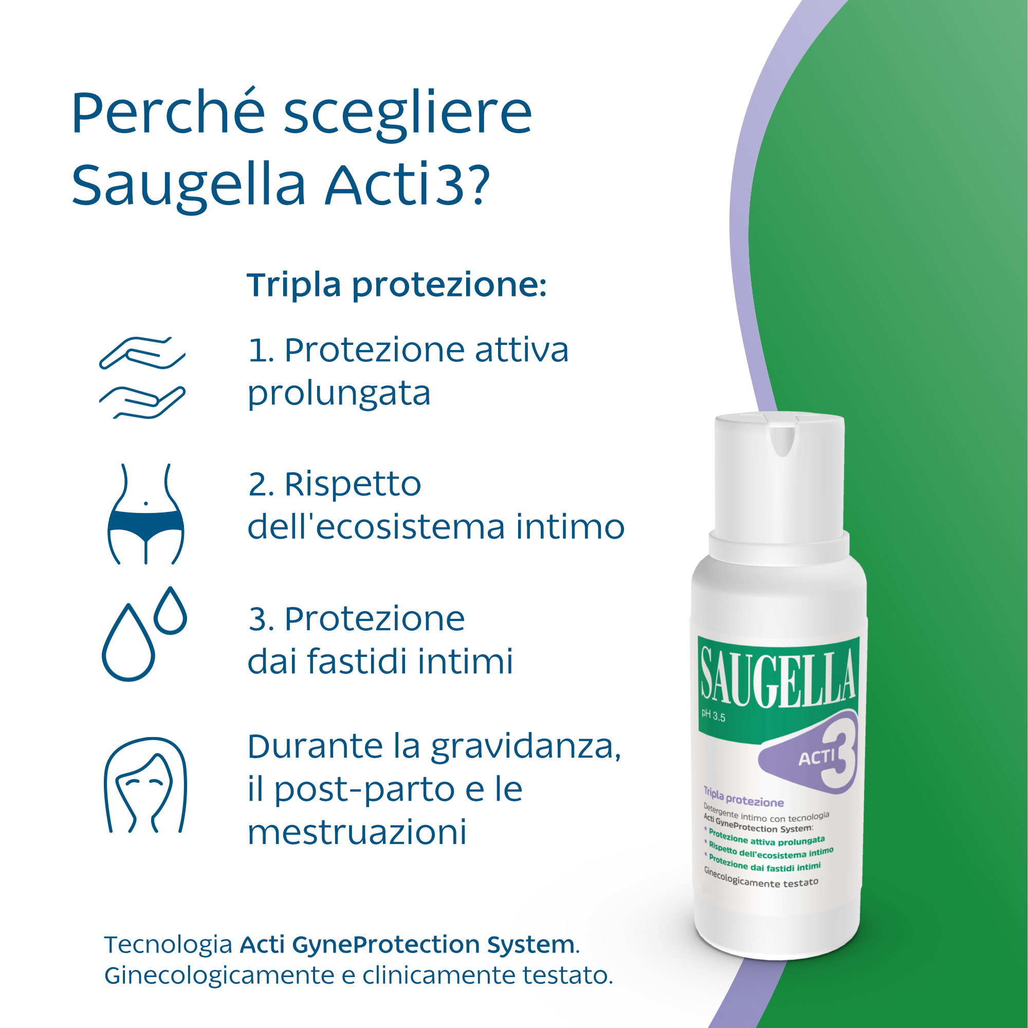Saugella ACTI3 Detergente Intimo Tripla Protezione 500 mL