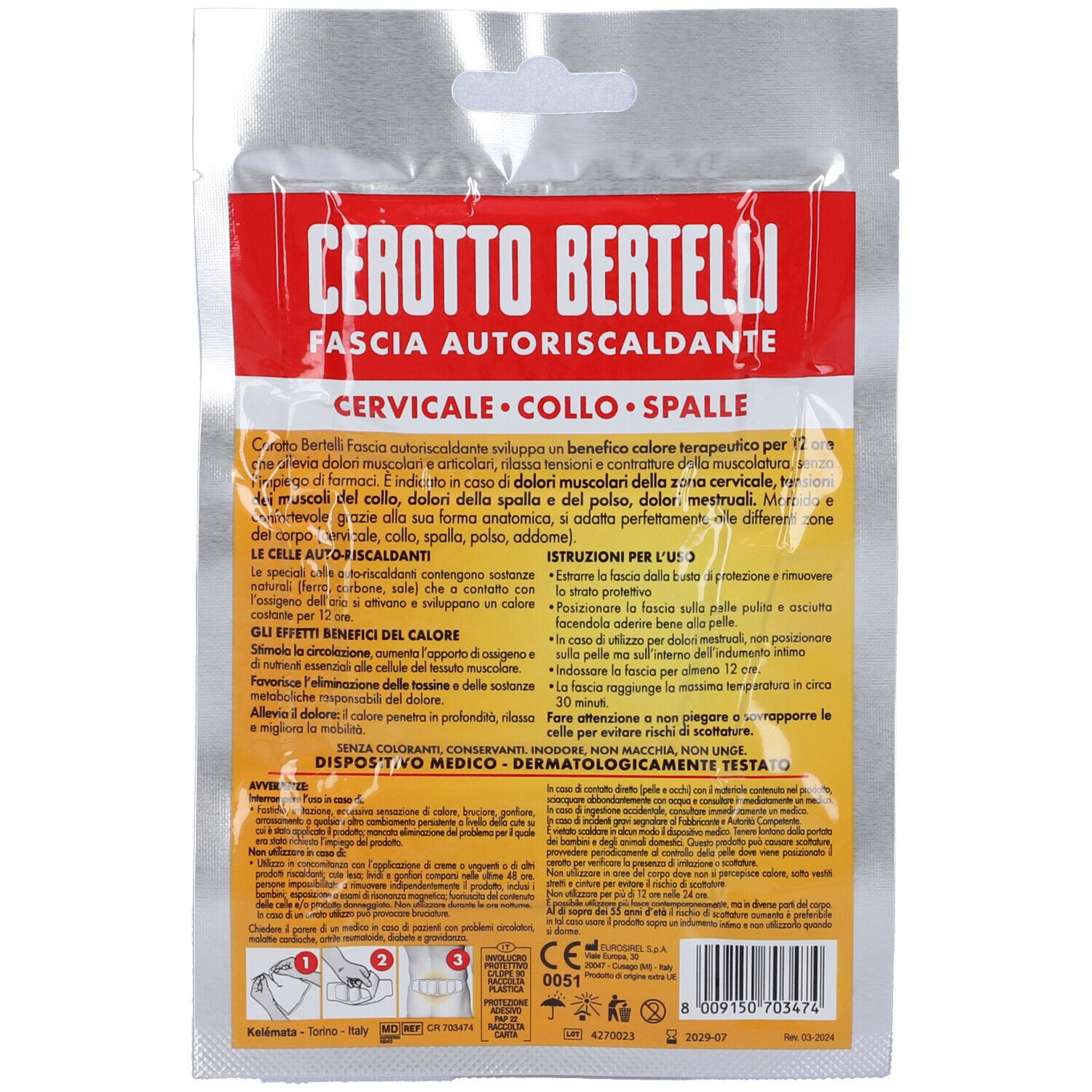Cerotto Bertelli Fascia Autoriscaldante Cervicale-Collo-Spalle