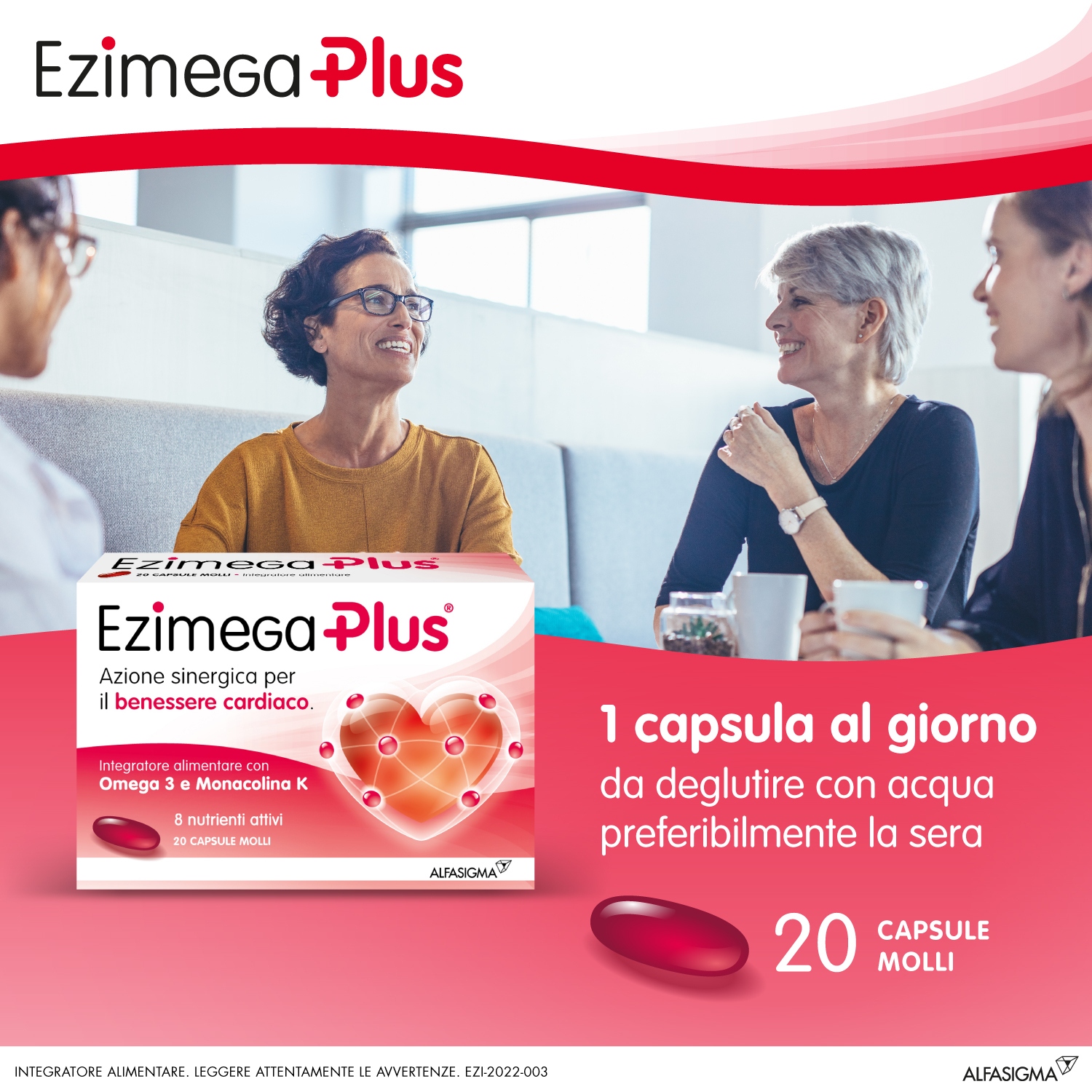 Ezimega Plus, Integratore per il Colestereolo a Base di Omega-3, Policosanoli, Resveratrolo, Acido Folico, Monacolina K, Coenzima Q10, Vitamina B6 e Vitamina B12, utile per il controllo del colesterolo e dei trigliceridi, 20 Capsule molli