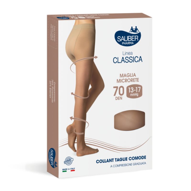 Sauber Pharma - Linea Classica - Collant Taglie Comode Maglia Microrete 70 Den (13-17 mmHg) - Taglia 5 Neutro Beige