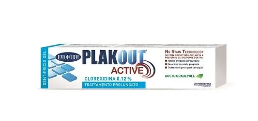 Plak Out Active Dentifricio Clorexidina 0,12% Antiplacca E Antibatterico 75 ml Plak Out Active Dentifricio Clorexidina 0,12% Antiplacca E Antibatterico 75 ml