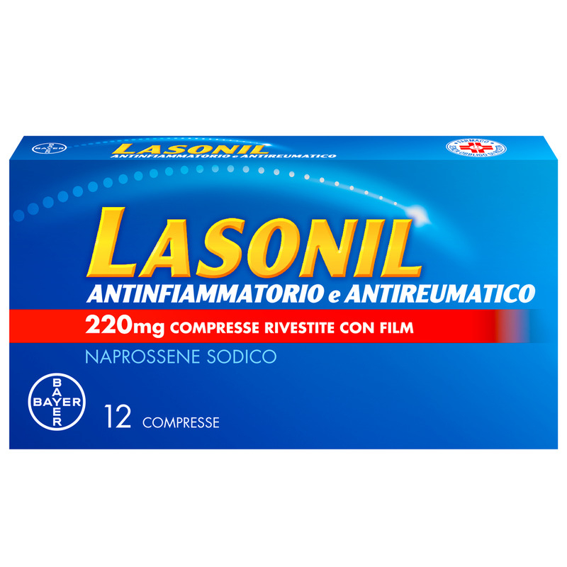 Lasonil Antinfiammatorio e Antidolorifico, Per trattamento di Mal di Schiena, Dolori Muscolari e Articolari, con 220mg di Naprossene Sodico, 12 Compresse Rivestite Lasonil Antinfiammatorio e Antidolorifico, Per trattamento di Mal di Schiena, Dolori Muscolari e Articolari, con 220mg di Naprossene Sodico, 12 Compresse Rivestite