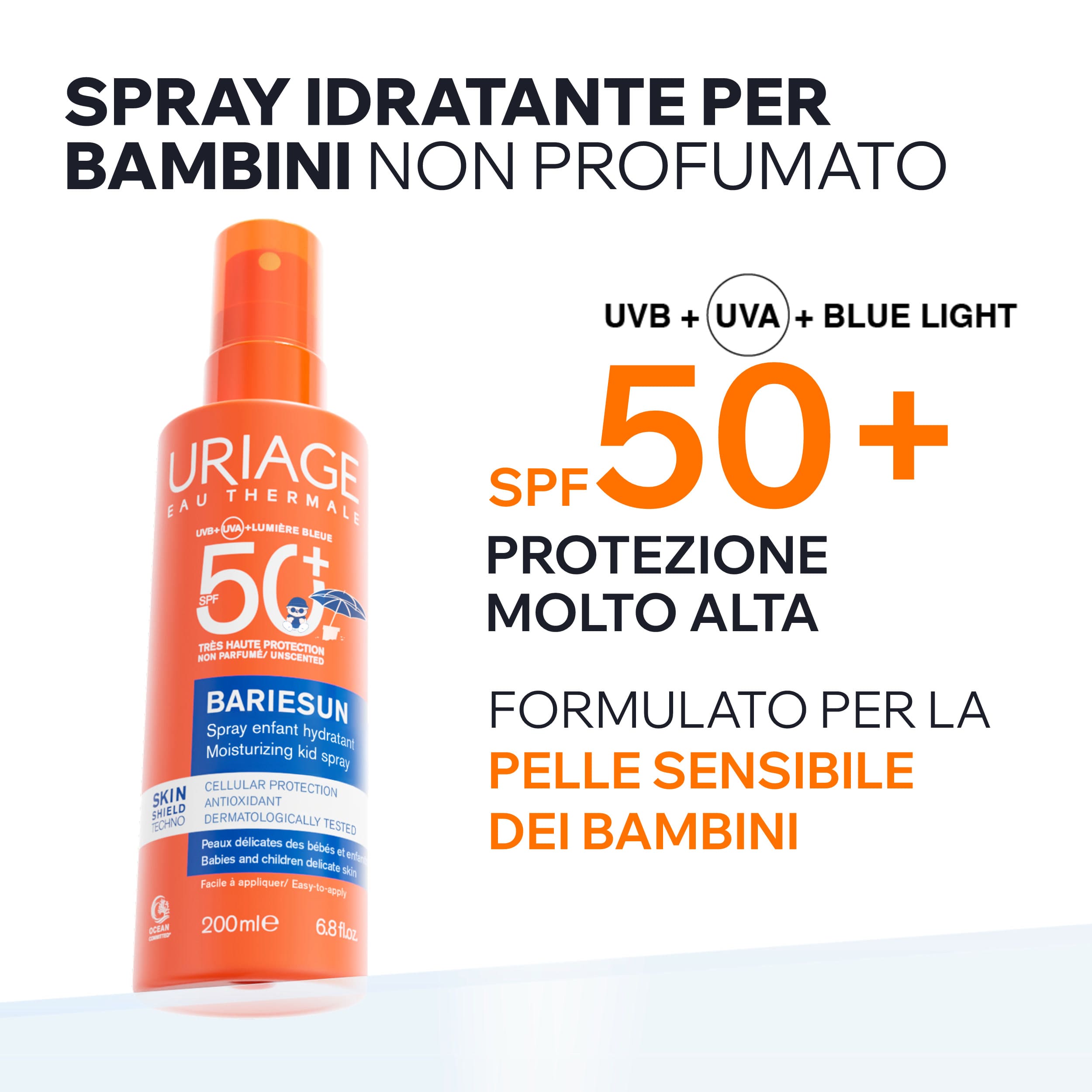Uriage - Bariésun Spray Solare SPF50+ Idratante Viso E Corpo Per Bambini 200 ml