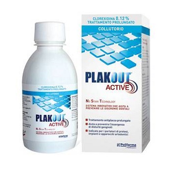 Plak Out Active Colluttorio Clorexidina 0,20% Antiplacca 200 ml Plak Out Active Colluttorio Clorexidina 0,20% Antiplacca 200 ml