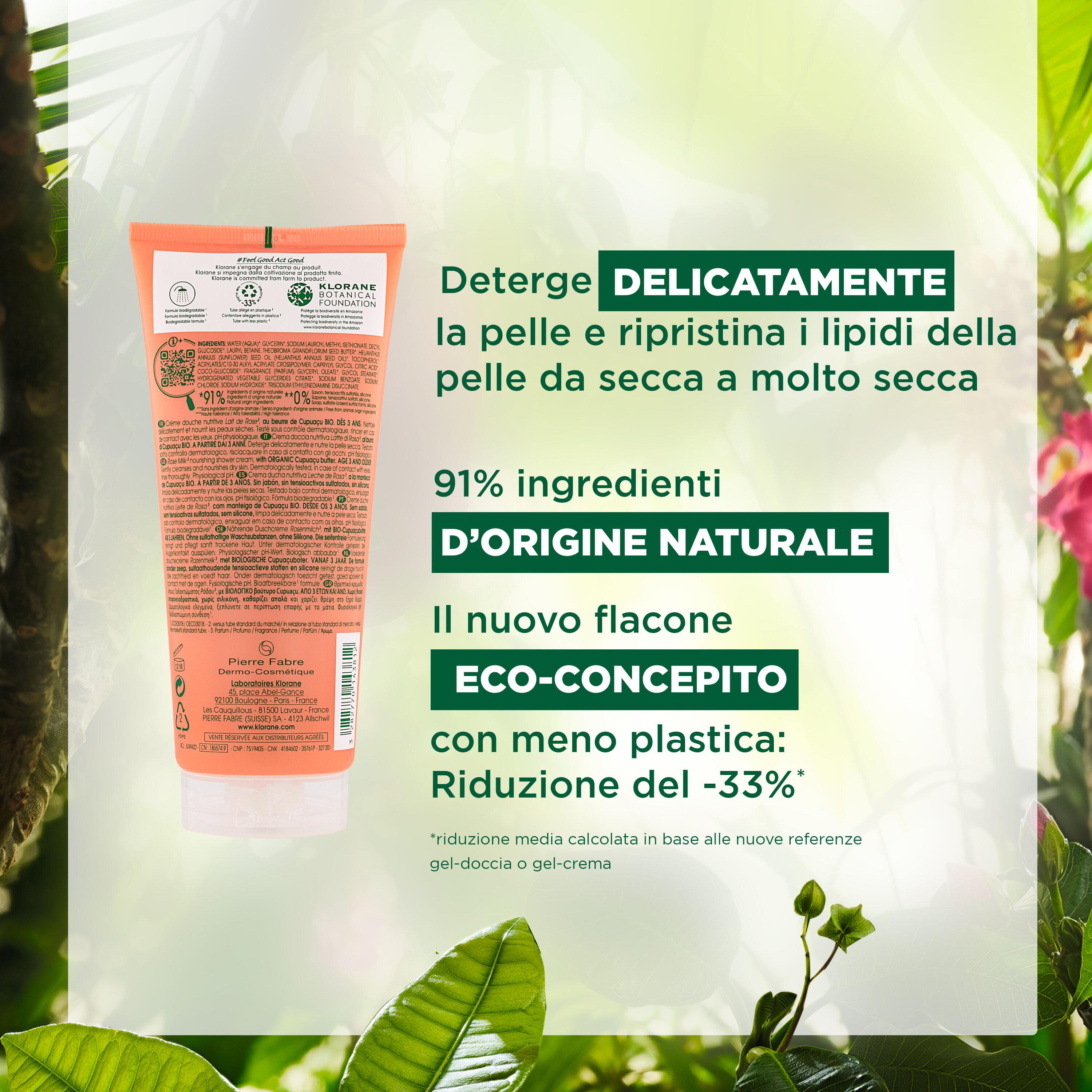 Klorane - Crema Doccia Nutritiva Al Cupuaçu Bio Per Pelle Secca E Molto Secca 200 ml