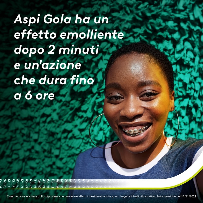 Aspi Gola Pastiglie per la gola infiammata, con 8,75 mg di Flurbiprofene, contro Faringite e Mal di gola, Gusto Limone e Miele 16 Pastiglie Orosolubili Aspi Gola Pastiglie per la gola infiammata, con 8,75 mg di Flurbiprofene, contro Faringite e Mal di gola, Gusto Limone e Miele 16 Pastiglie Orosolubili