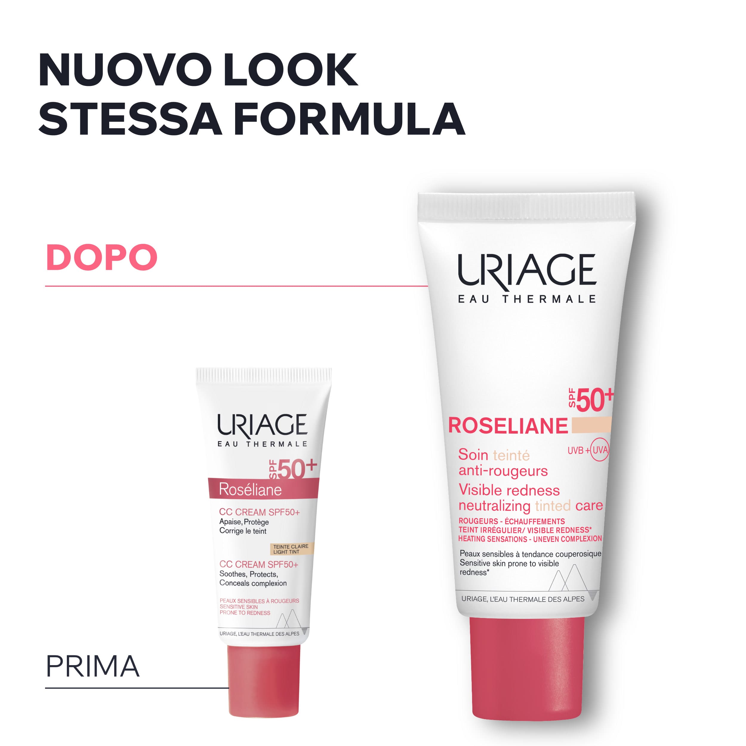Uriage - Roseliane - Crema Colorata Anti-Rossori SPF50+ Lenitiva Viso 40 ml - Tonalità Chiara