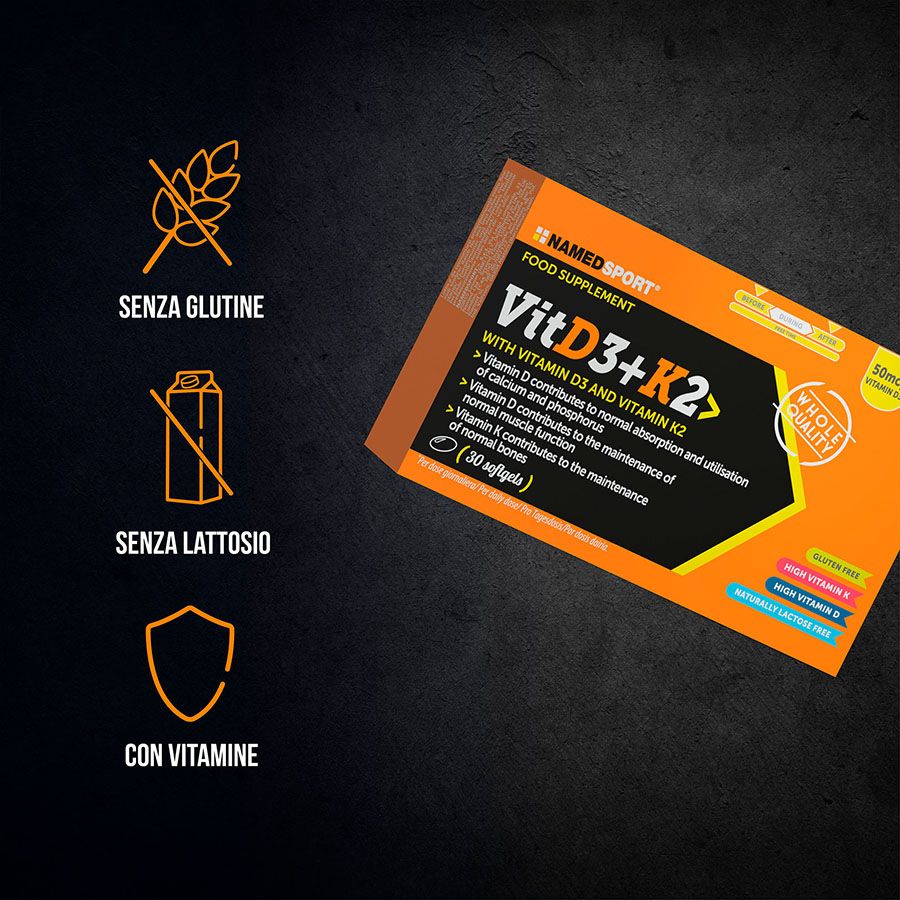 Named Sport - VIT D3+K2 30 Softgels - Integratore Di Vitamina D3 e K2