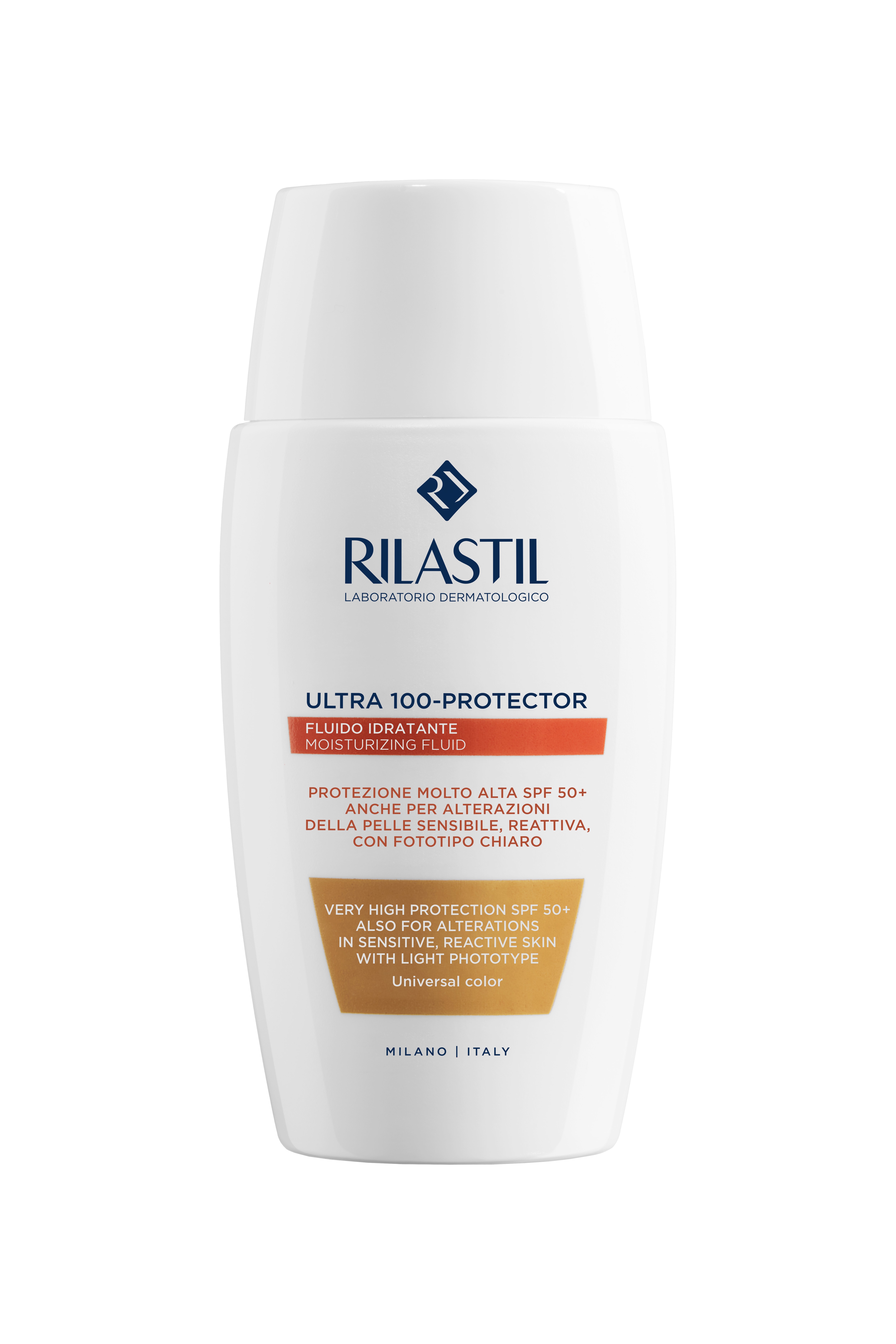 Rilastil Ultra 100-Protector SPF50+ - Fluido Idratante Solare Colorato 50 ml