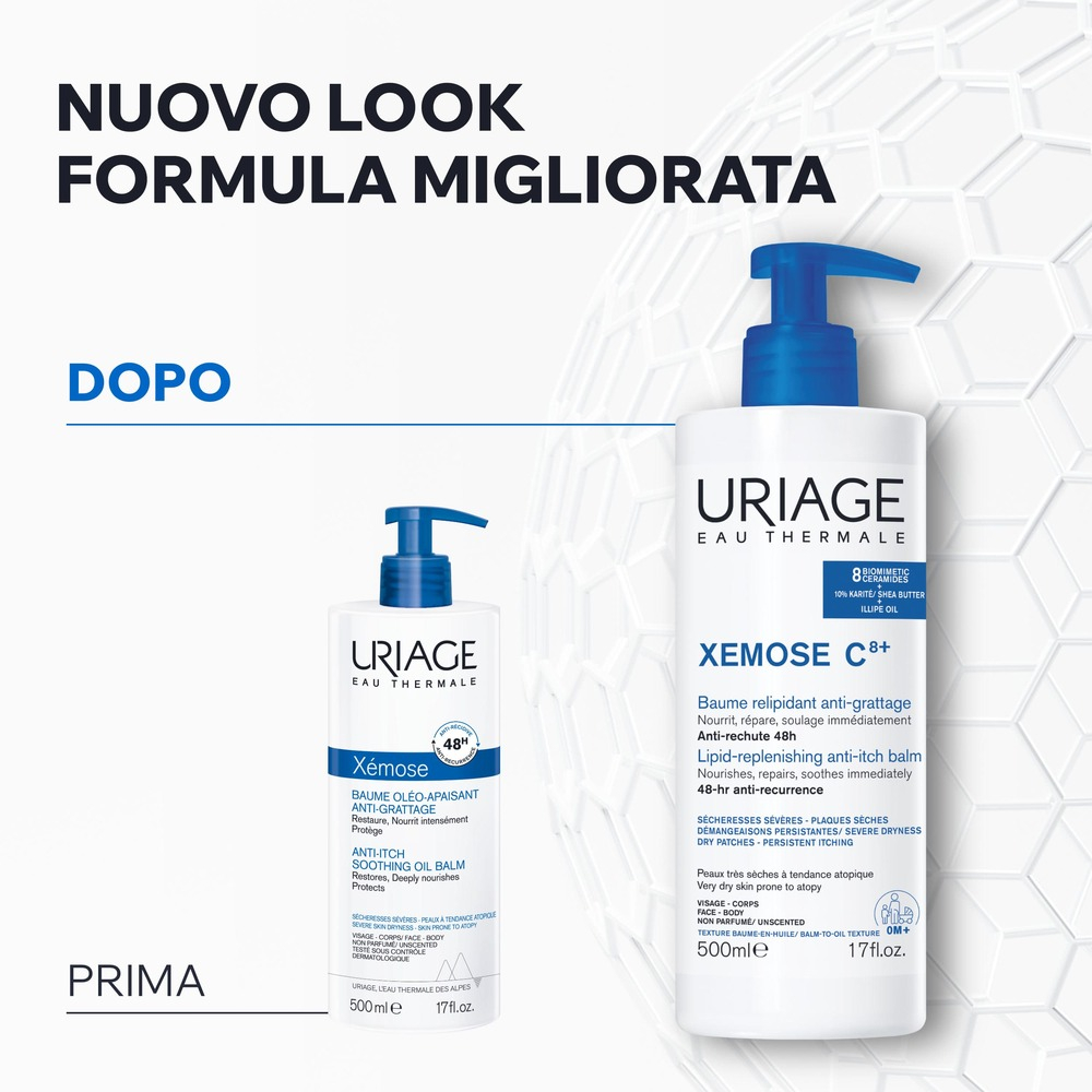 Uriage Xémose Balsamo-Olio Lenitivo Anti-prurito per pelle secca a tendenza atopica di viso e corpo che lenisce dalla prima applicazione 500 ml