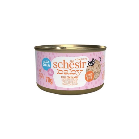 SCHESIR GATTO BABY GRAIN FREE KITTEN POLLO SALMONE 70GR (lattina)