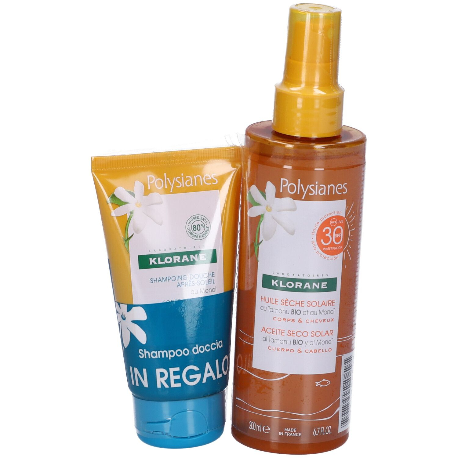 KLORANE GEL SHAMPOO DOCCIA DOPOSOLE AL MONOI 200 ML + OLIO SECCO SOLARE SPF 30 200 ML KLORANE GEL SHAMPOO DOCCIA DOPOSOLE AL MONOI 200 ML + OLIO SECCO SOLARE SPF 30 200 ML