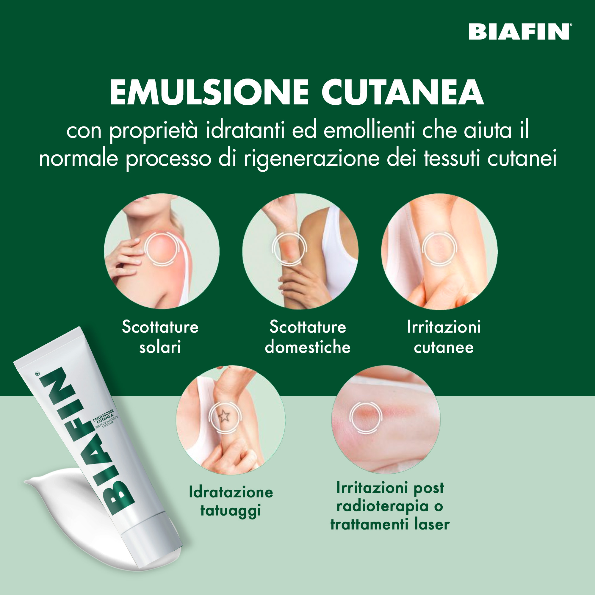 Biafin Emulsione Cutanea Idratante Lenitiva 100 ml, Crema scottature e pelle sensibile e irritata Biafin Emulsione Cutanea Idratante Lenitiva 100 ml, Crema scottature e pelle sensibile e irritata