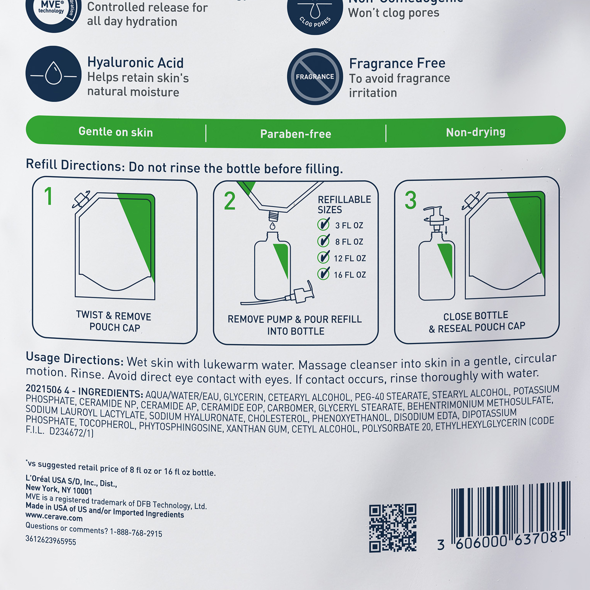 CeraVe Detergente Idratante Viso Pelle da Normale a Secca Refill 473 ml