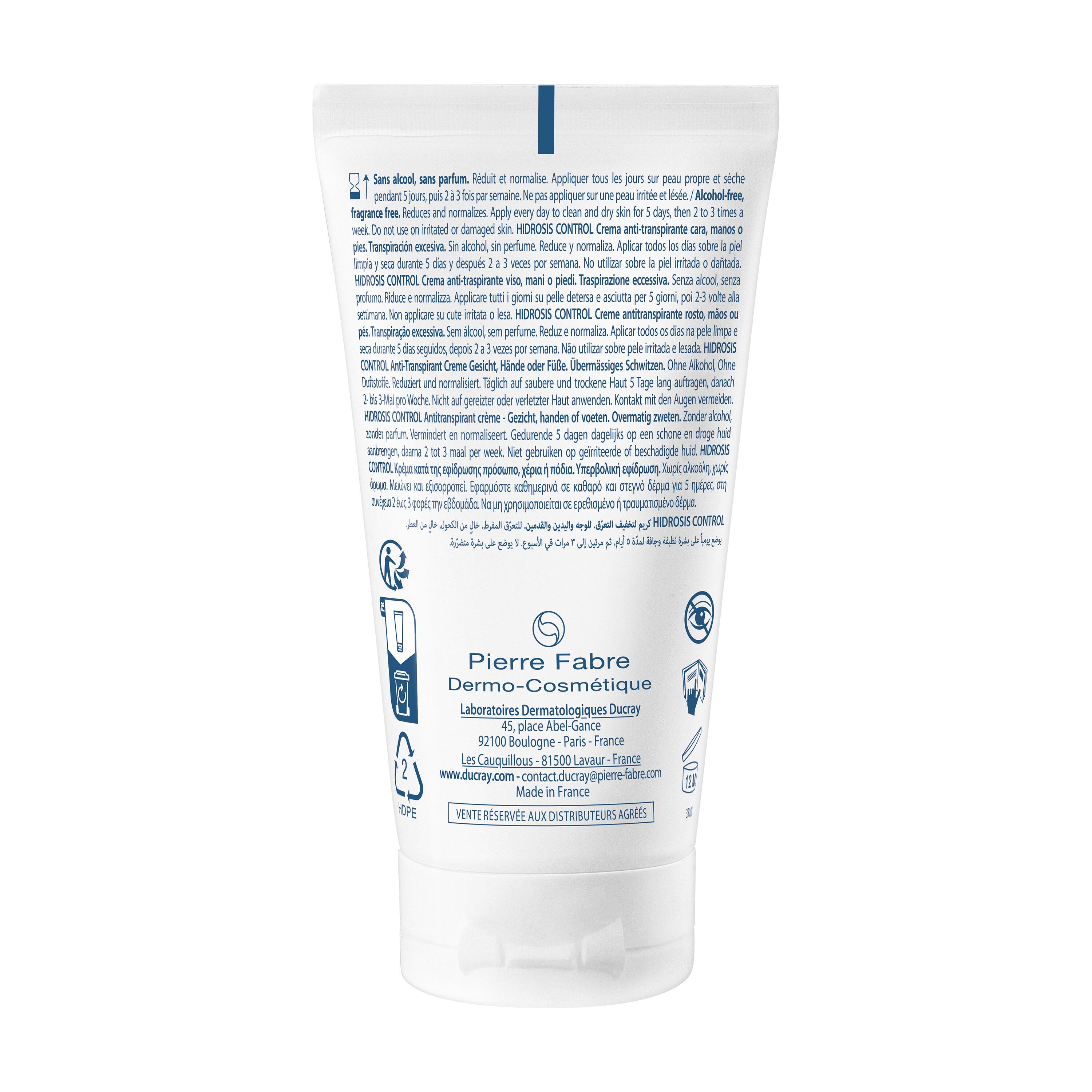 Ducray Hidrosis Control - Crema Mani, Viso E Piedi 50 ml