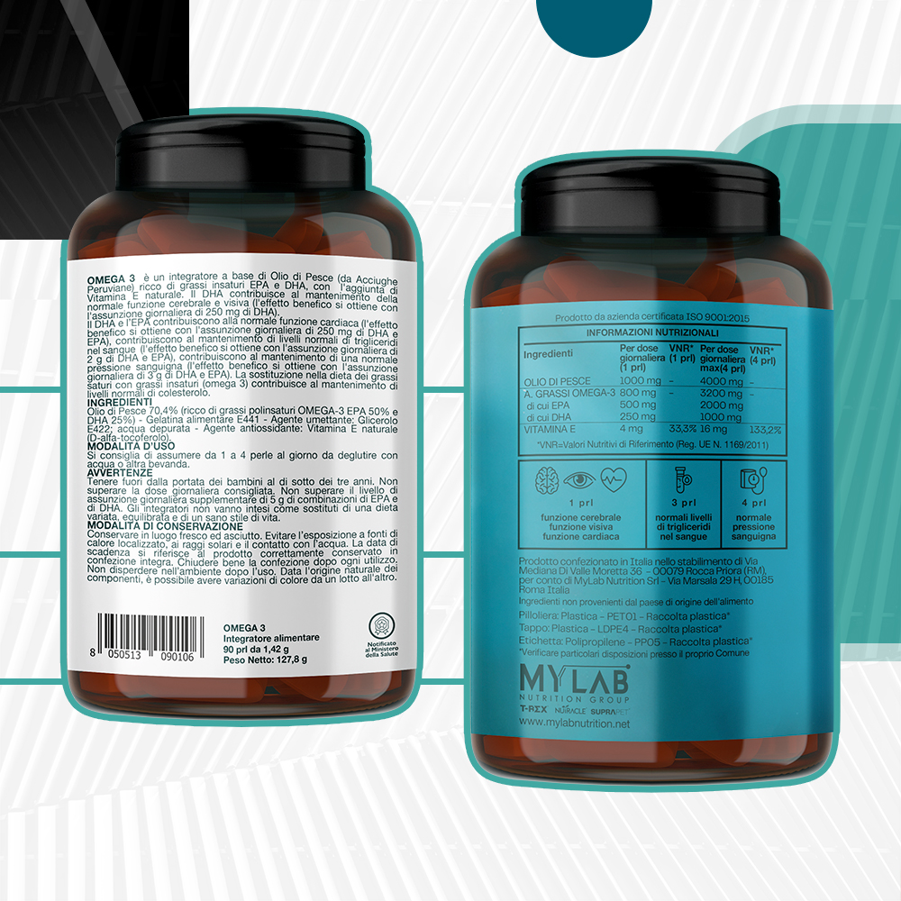 T-Rex Integratori Omega 3 - Integratore Con EPA, DHA E Vitamina E 90 Perle