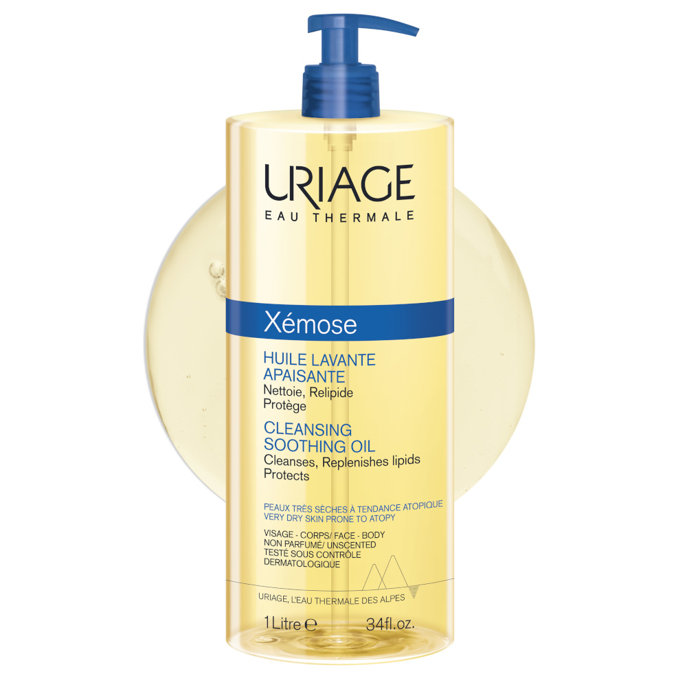 Uriage Xémose Olio Lavante Lenitivo Corpo Doccia e Bagno per pelle secca, a tendenza atopica 1 L