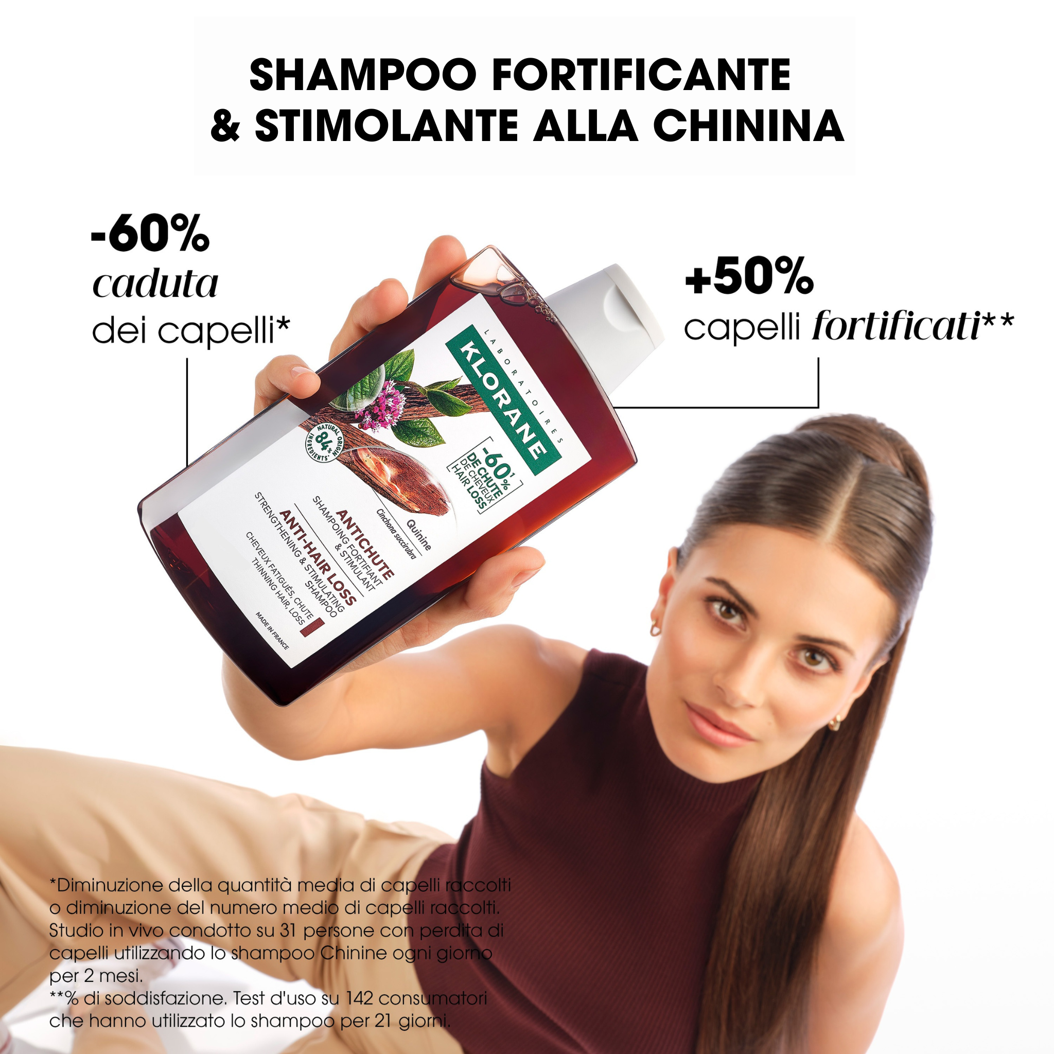 Klorane Shampoo Fortificante e Stimolante alla Chinina, contro la caduta dei capelli, 400ml